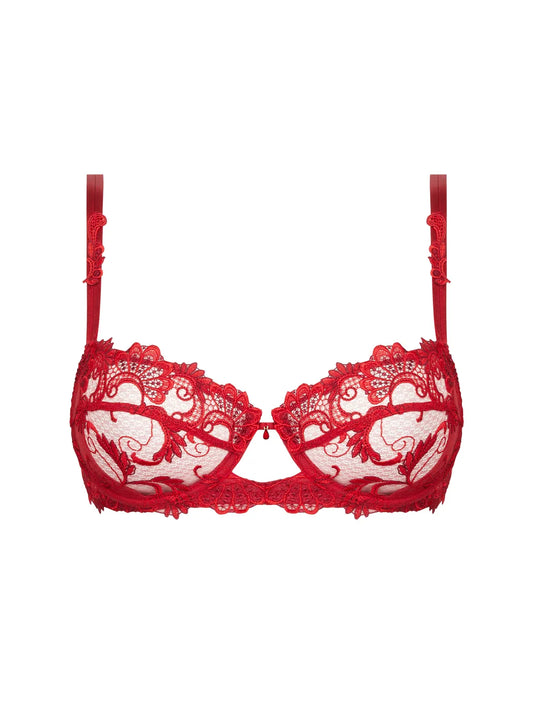 Dressing Floral Red Half Cup Non-Padded Bra