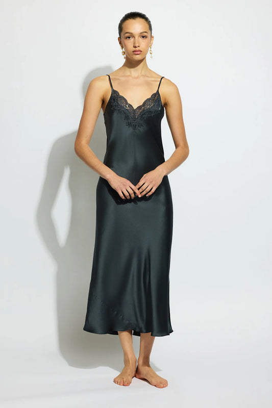 Silk Lace Slip - India Ink