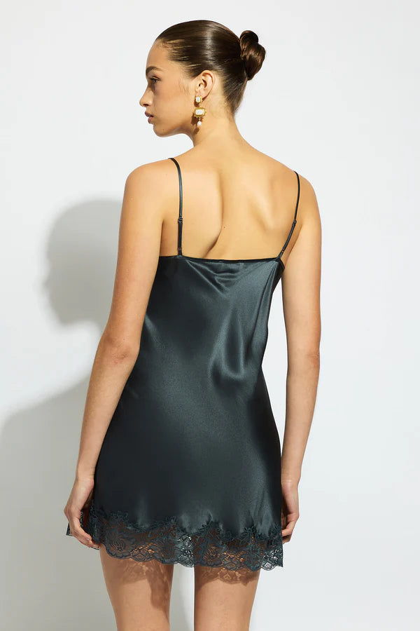 Silk Lace Chemise - India Ink