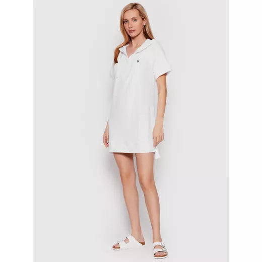 White Terry Hooded Dress