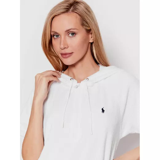 White Terry Hooded Dress