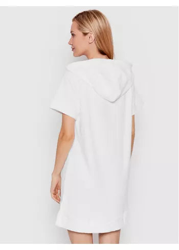White Terry Hooded Dress