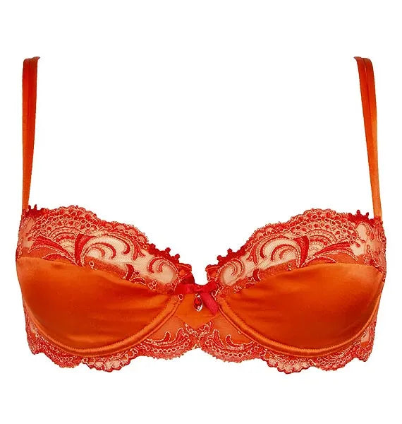 Splendour Soie Tropique Orange Silk Half Cup Non-Padded Bra