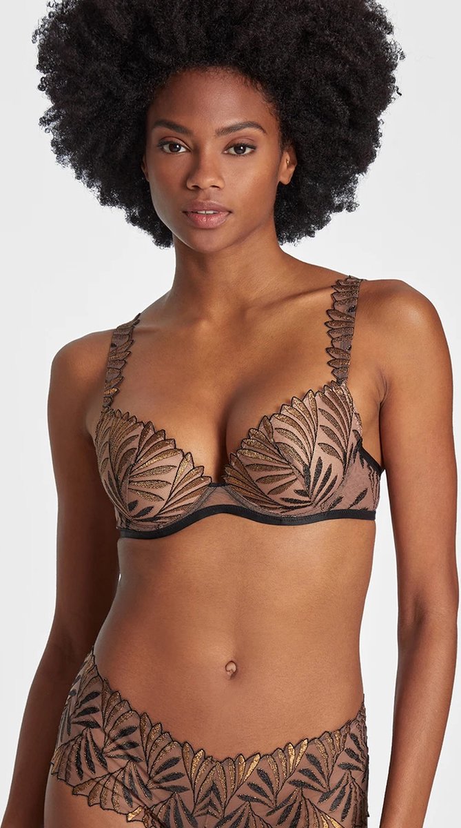 Sensory Illusion Golden Leaves Moulded Push Up Bra