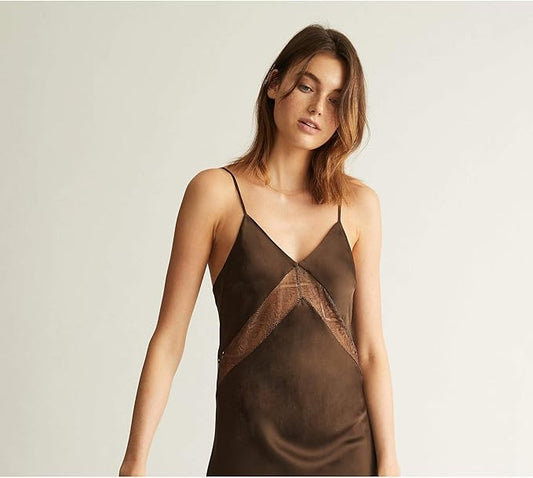 Silk and Lace Chemise - Slate