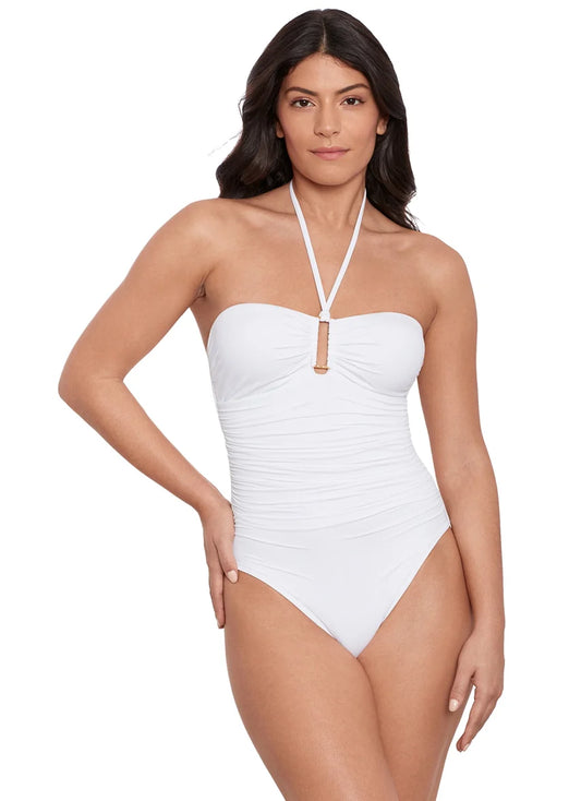 Beach Club Solids Ring Bandeau One Piece Swimsuit