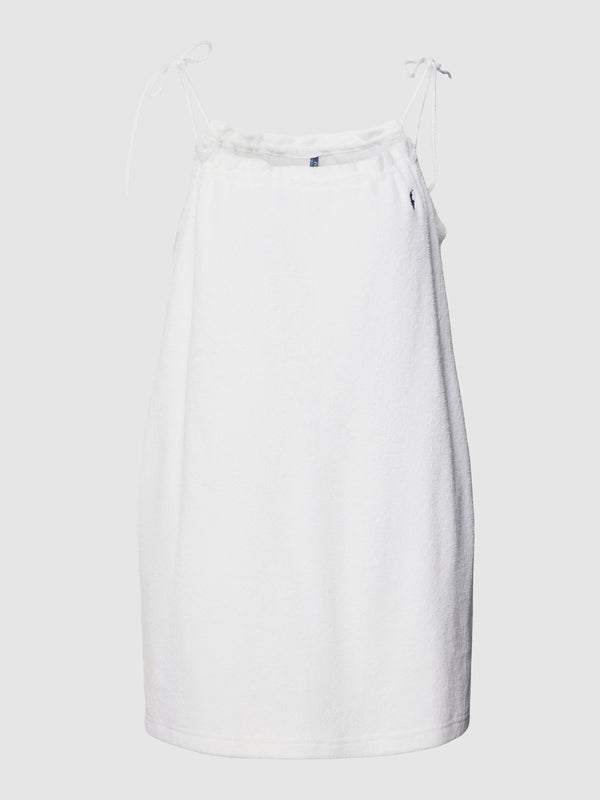 White Terry Shoulder Tie Dress