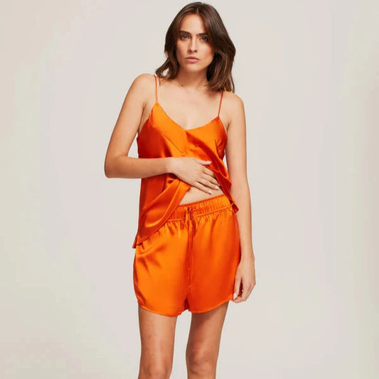 Noa Silk Shorts - Orange