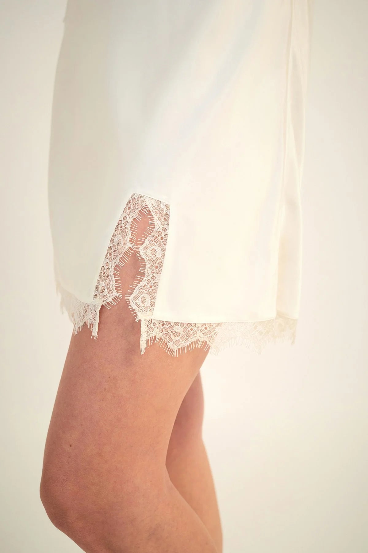 Silk Blend Lace Chemise - Ivory