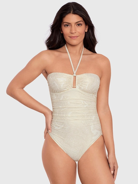 Luxury Paisley Ring Bandeau One Piece Swimsuit