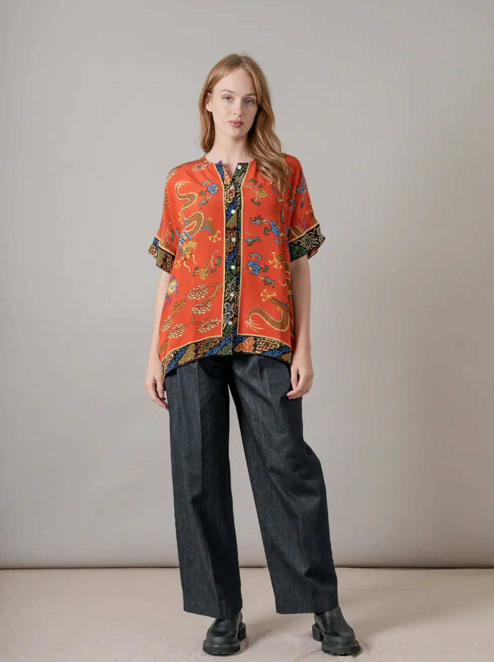 Dragon Rust Red Tea Blouse