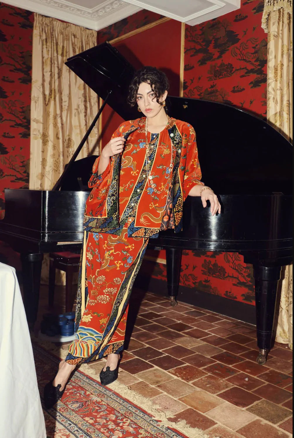 Dragon Rust Red Tea Blouse