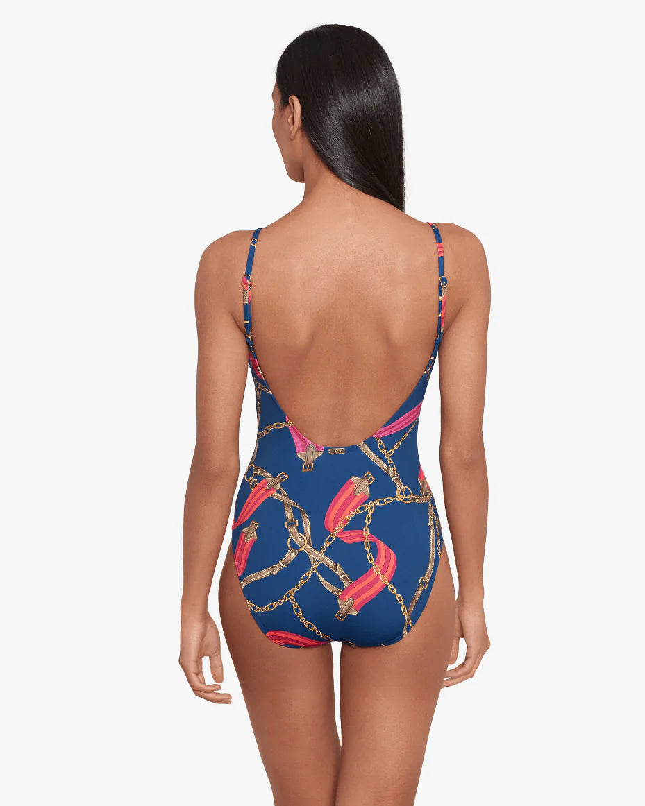 Bridle Design Slimming Fit One Piece Swimsuit