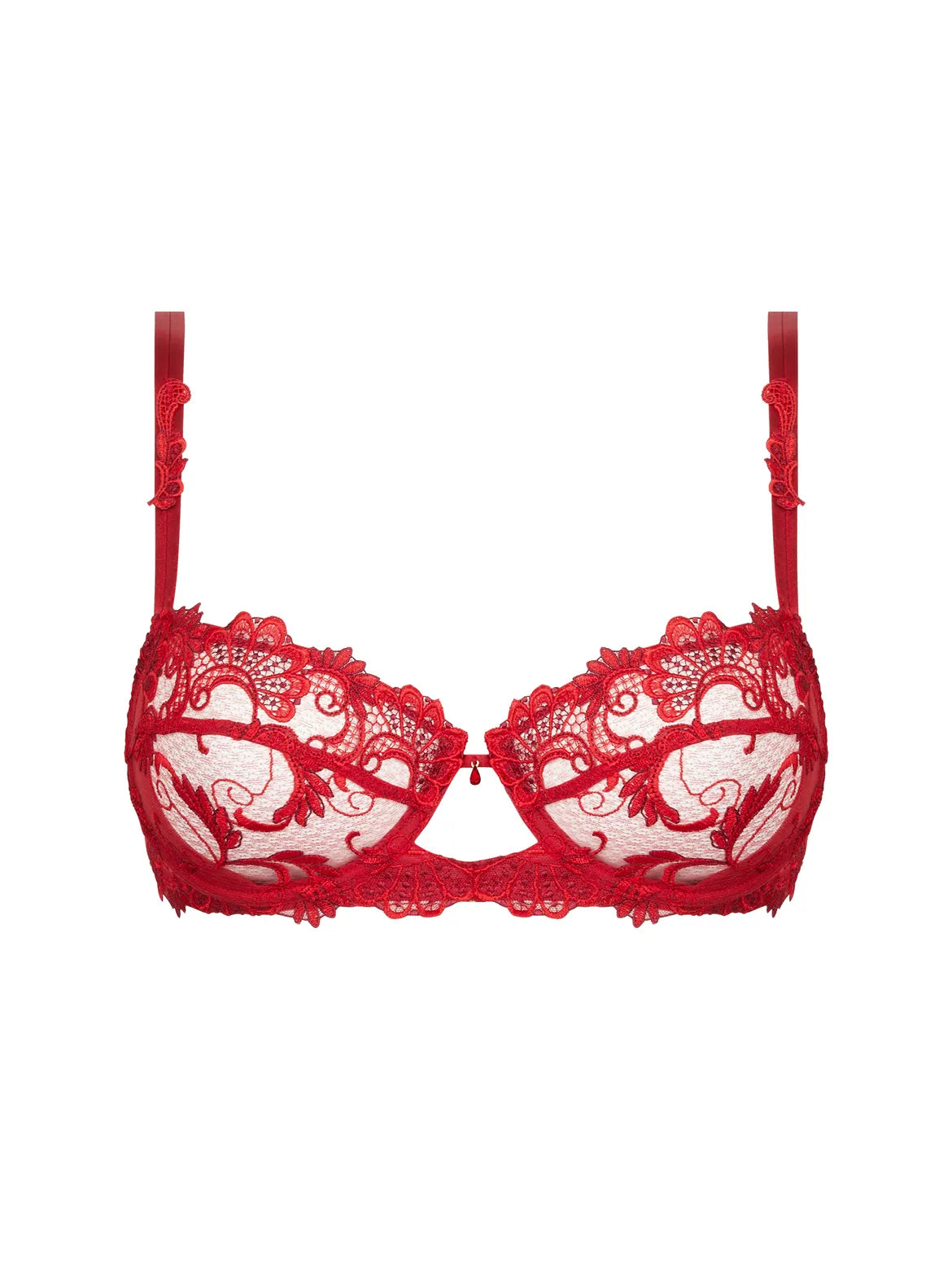 Dressing Floral Red Half Cup Non-Padded Bra