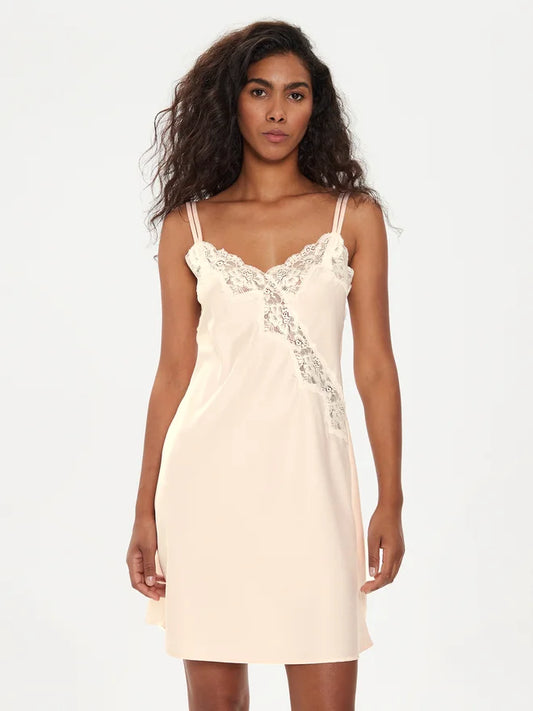 Double Strap Lace Chemise - Rose