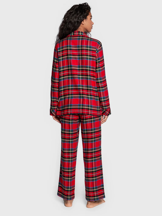 Brushed Twill Notch Collar PJ Set Red Plaid