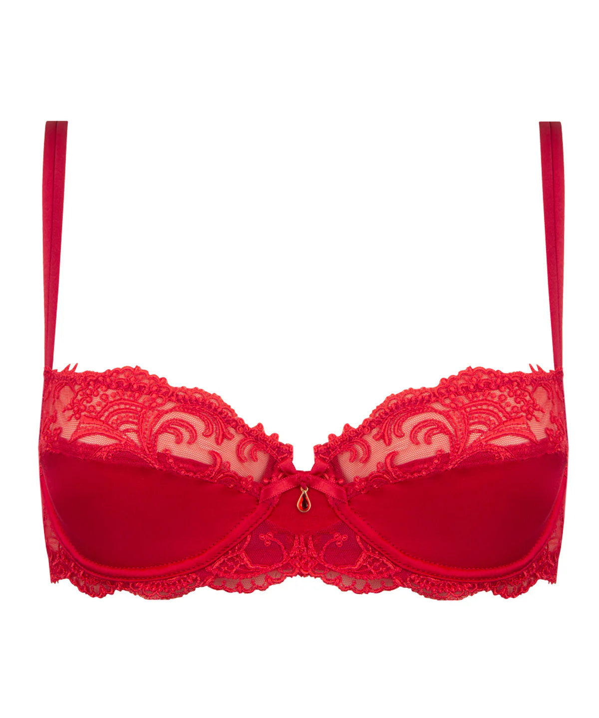 Splendour Soie Red Silk Half Cup Non-Padded Bra