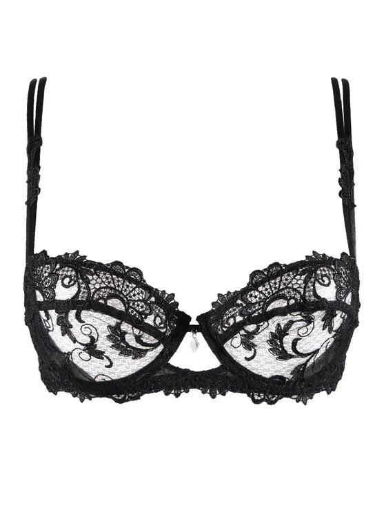 Dressing Floral Black Half Cup Non-Padded Bra