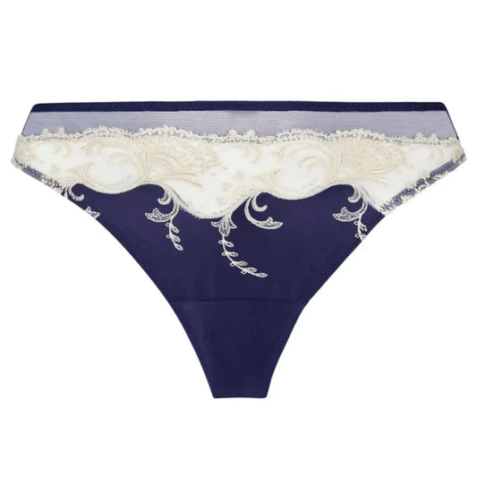 Splendour Soie Marine Blue Silk Thong