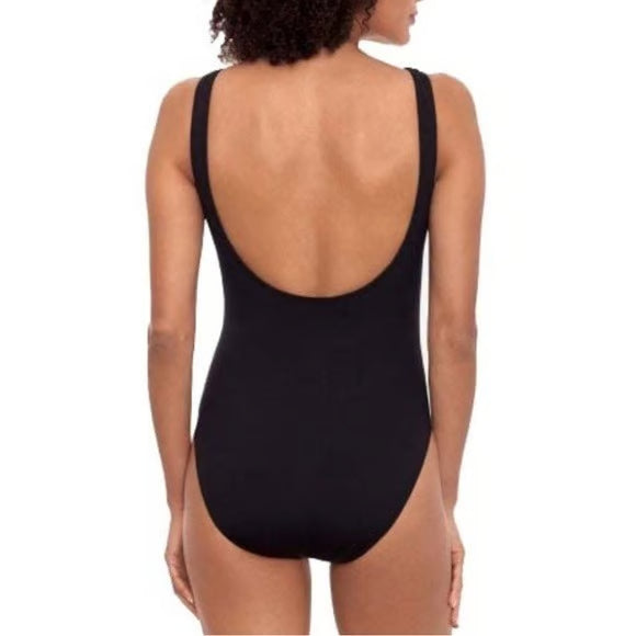 Ribbed Henley One Piece Swimsuit