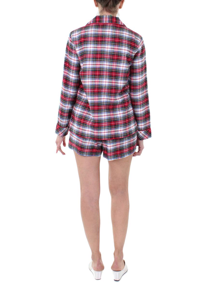 Brushed Twill Short PJ Set Cream Plaid