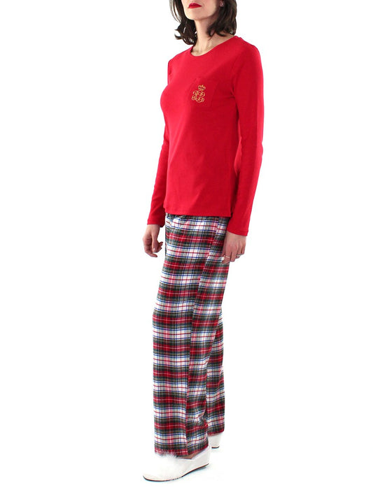 Brushed Twill Red and Cream Plaid PJ Set