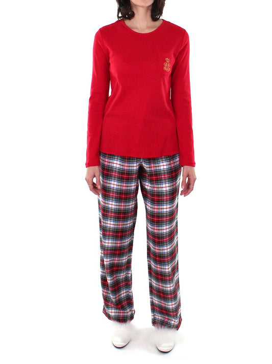 Brushed Twill Red and Cream Plaid PJ Set