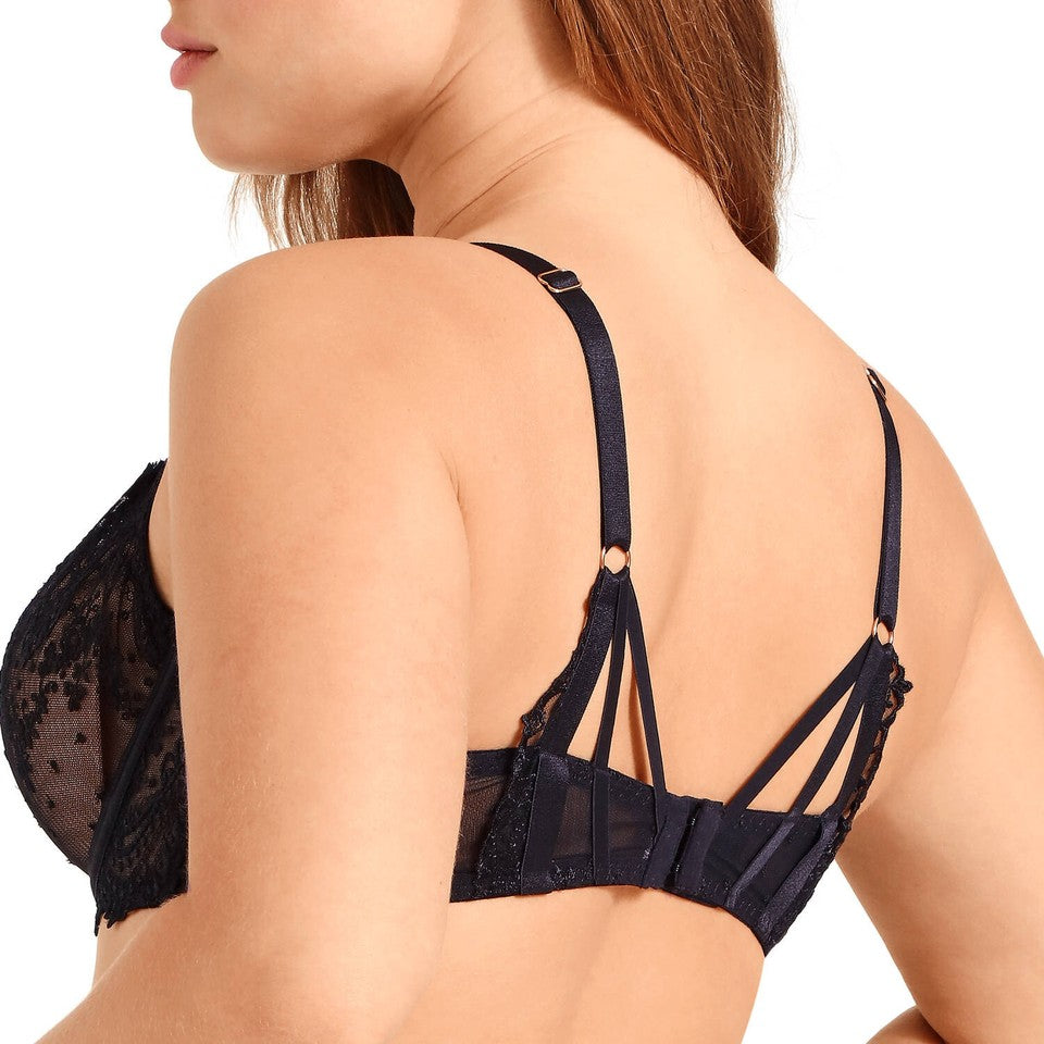 Ecrin Noir Black Swiss Embroidered Half Cup Bra