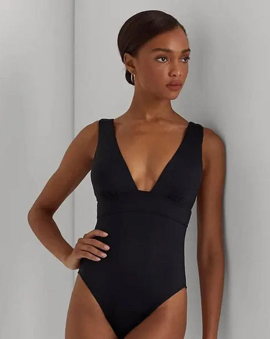 Beach Club Modern V-neck One Piece Swimsuit