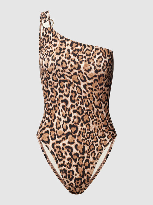 Wildcat Asymmetric Logo Ring One Piece Swimsuit